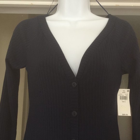 WAYF Blue Deep V-Neck BodyCon Long Sleeve Dress S - Picture 2 of 11